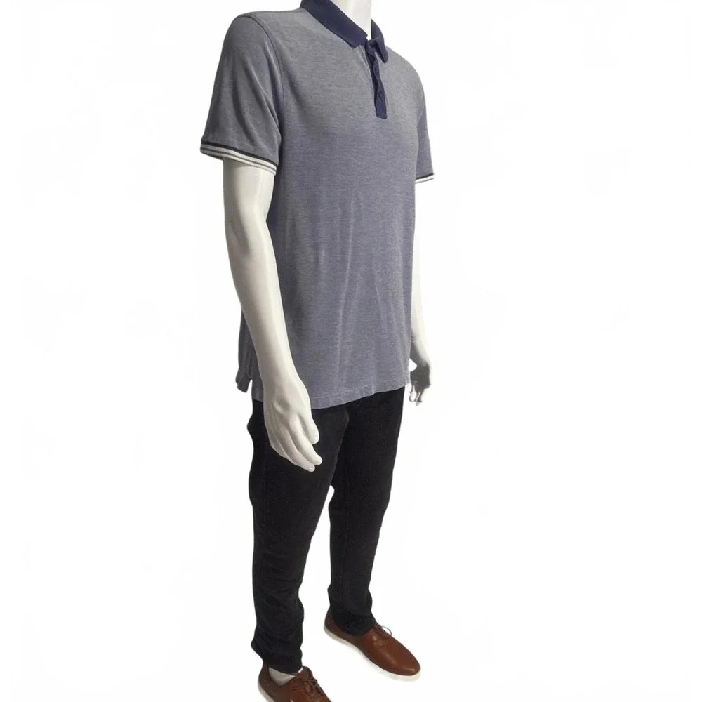 Banana Republic Men's Blue Short Sleeve Polo Shirt With‎ Navy Collar Size Large